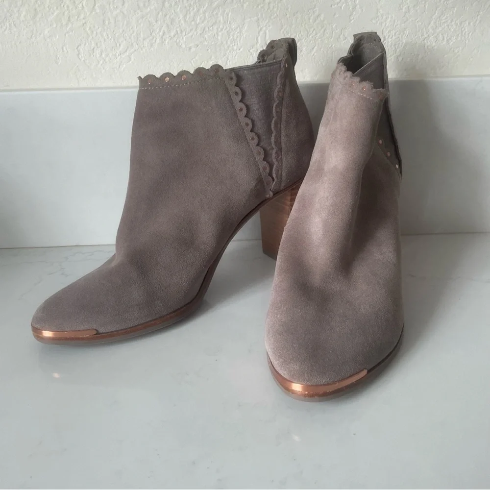 Ted Baker Nurely Scallop Stud Suede Heeled Ankle Bootie